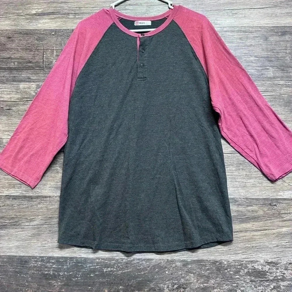 Men's Two-Tone Raglan Shirt - Charcoal and Red - Picture 1 of 4
